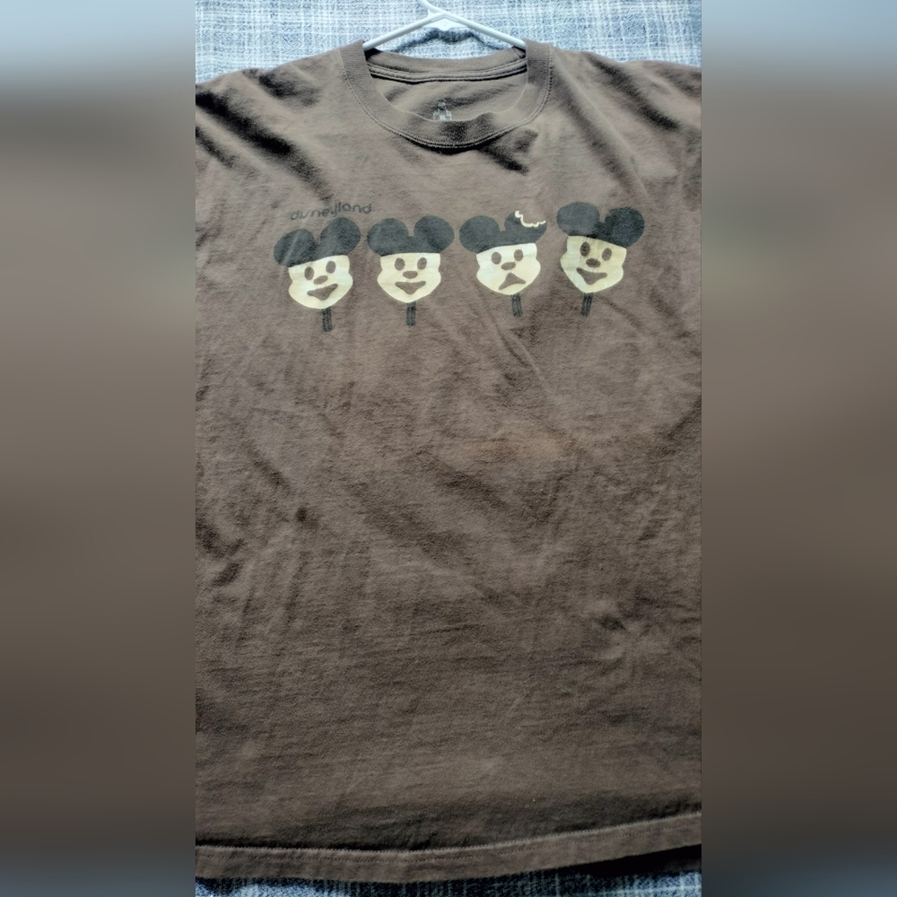 Hanes Disneyland Disney World Park T Shirt Mickey Mouse Icecream Brown